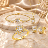 4'lü Baget Set – 925 Ayar Gümüş Lüks Set - 18 Ayar Altın Kaplama