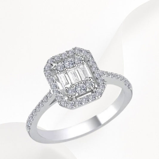 Baget Yüzük 925k Gümüş - 18k Altın Kaplama