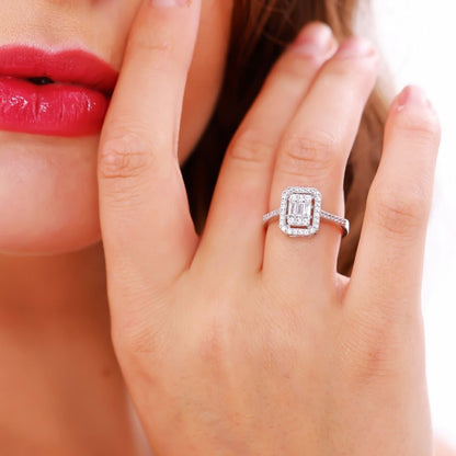 Baget Yüzük 925k Gümüş - 18k Altın Kaplama