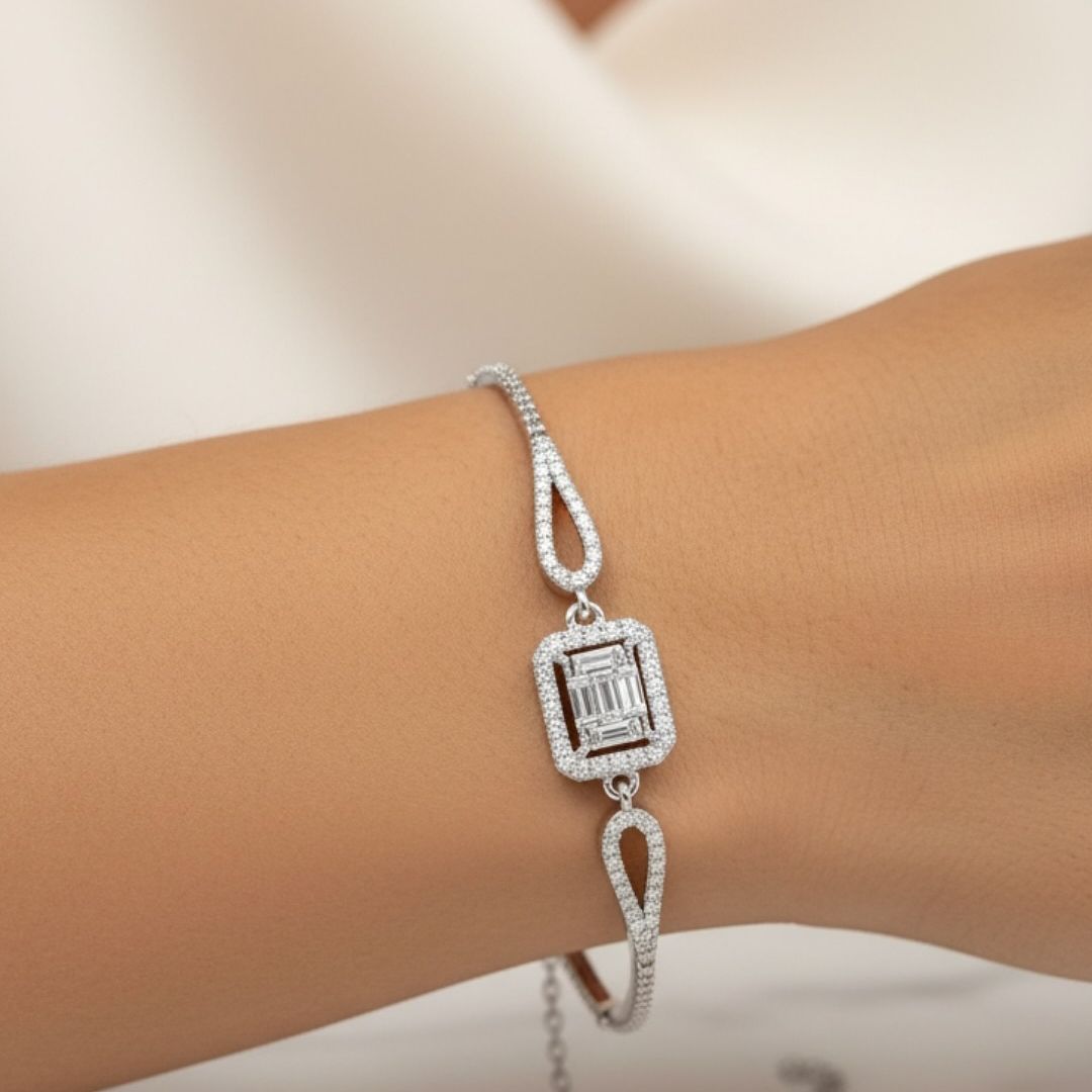 Baget Bileklik  925k Gümüş - 18k Altın Kaplama