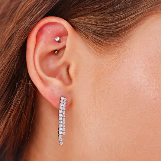 Su Yolu Küpe  925k Gümüş - 18k Altın Kaplama