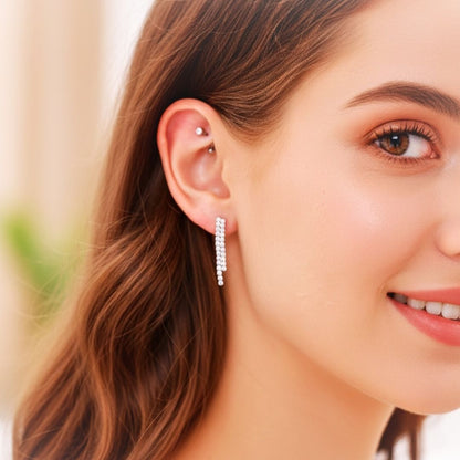 Su Yolu Küpe  925k Gümüş - 18k Altın Kaplama